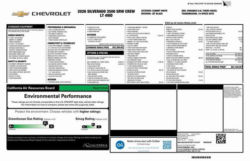 Summit White 2026 Chevrolet Silverado 3500 LT