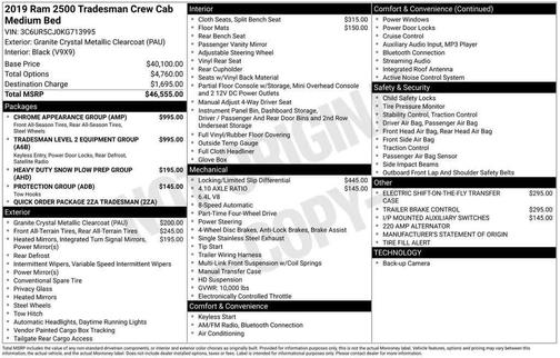2019 RAM 2500 Tradesman Crew Cab 4x4 6'4' Box