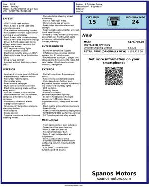 2013 Bentley Continental GT V8