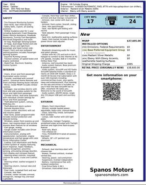 2016 Cadillac SRX Standard