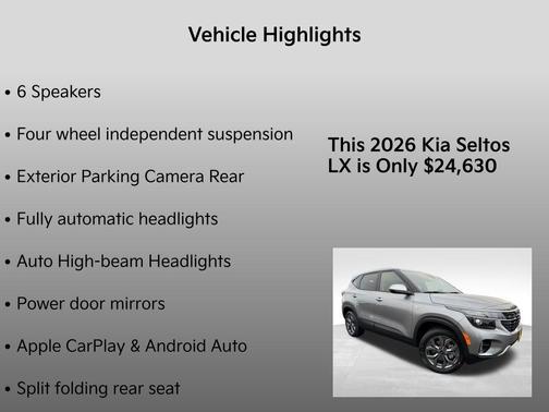 Steel Gray 2026 Kia Seltos LX