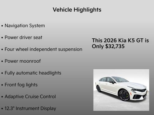 Snow White Pearl 2026 Kia K5 GT