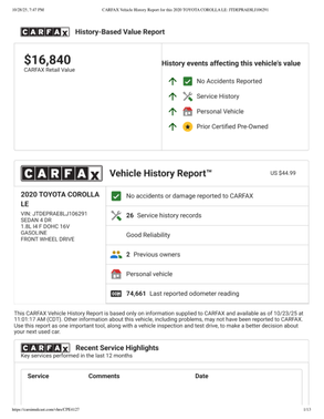 2020 Toyota Corolla LE