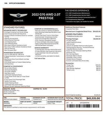 2022 Genesis G70 2.0T