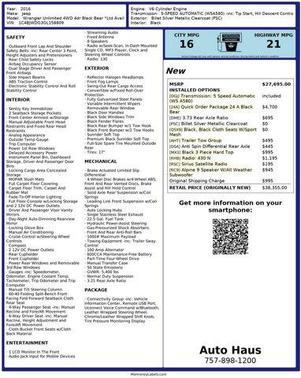 2016 Jeep Wrangler Unlimited Sport