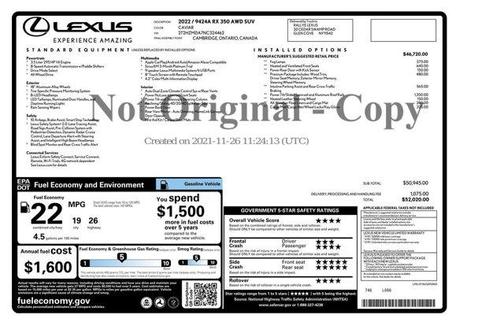 2022 Lexus RX 350 Base