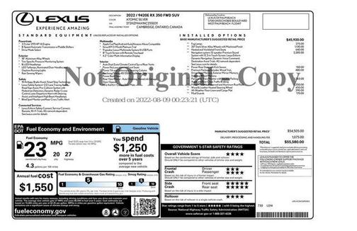 2022 Lexus RX 350 Base