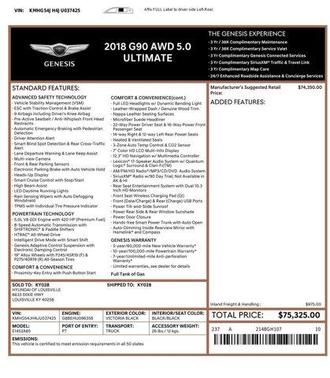 Victoria Black 2018 Genesis G90 5.0 Ultimate