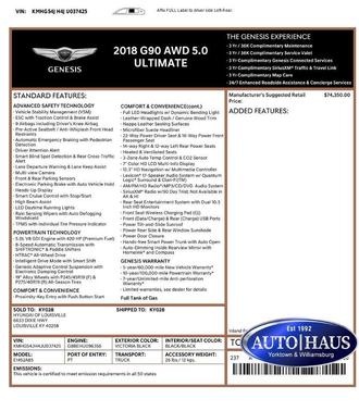 Victoria Black 2018 Genesis G90 5.0 Ultimate