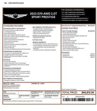 2023 Genesis G70 2.0T