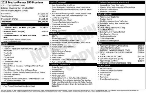 Magnetic Gray Metallic 2022 Toyota 4Runner SR5 Premium