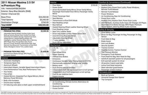 2011 Nissan Maxima SV