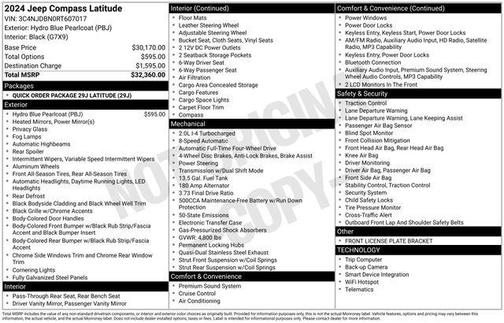 Hydro Blue Pearlcoat 2024 Jeep Compass Latitude
