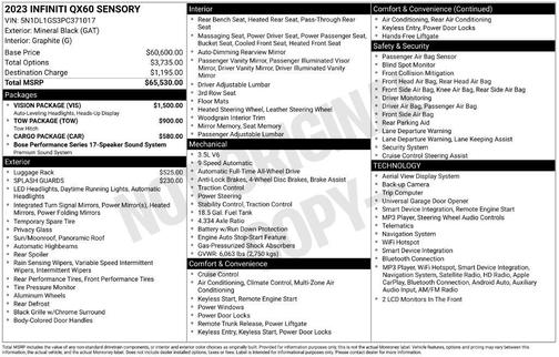 Mineral Black 2023 INFINITI QX60 SENSORY