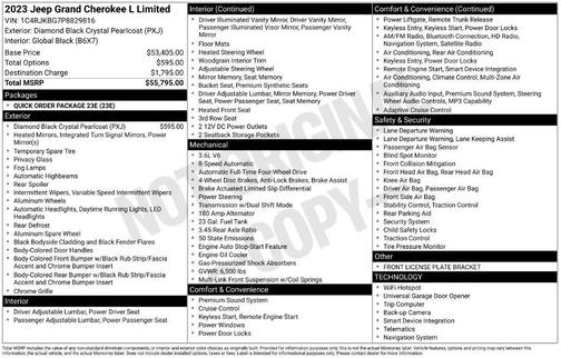 Diamond Black 2023 Jeep Grand Cherokee L Limited