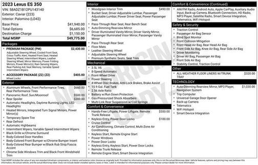 2023 Lexus ES 350 350