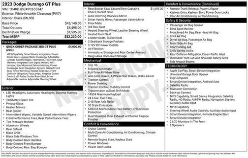 White Knuckle Clearcoat 2023 Dodge Durango GT