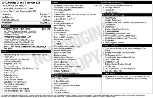Dark Charcoal Pearlcoat 2012 Dodge Grand Caravan SXT
