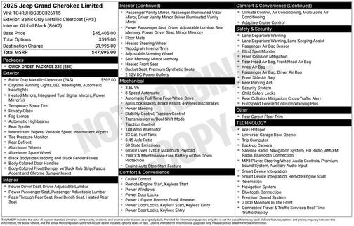 Metallic 2025 Jeep Grand Cherokee Limited