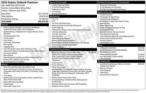Crystal Black Silica 2024 Subaru Outback Premium