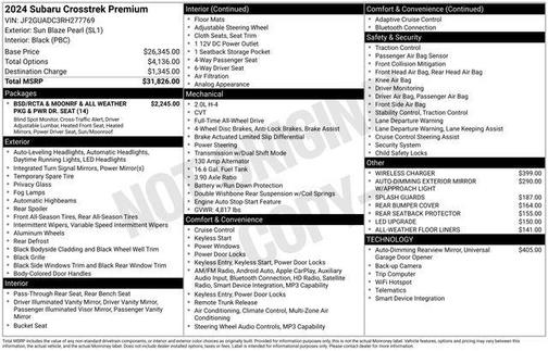 Sun Blaze Pearl 2024 Subaru Crosstrek Premium