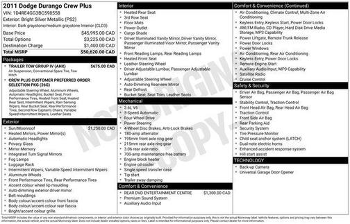 Bright Silver Clearcoat Metallic 2011 Dodge Durango Crew