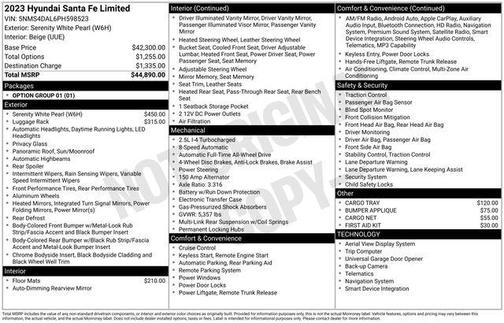 Serenity White Pearl 2023 Hyundai SANTA FE Limited