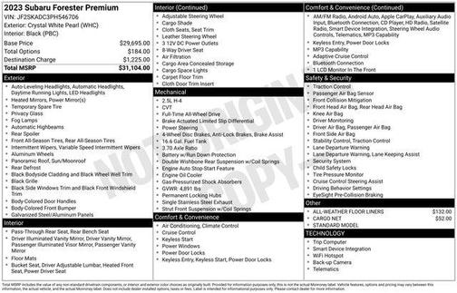 Crystal White Pearl 2023 Subaru Forester Premium
