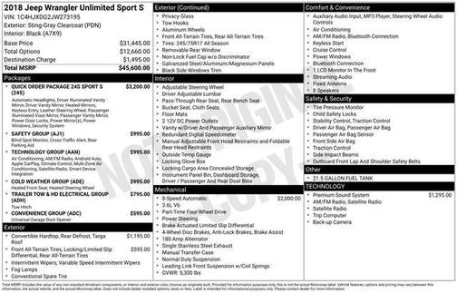 2018 Jeep Wrangler Unlimited Sport