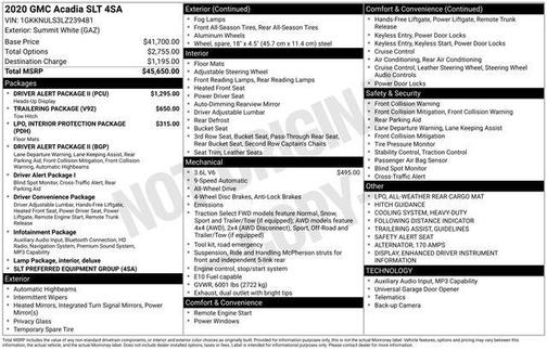 Summit White 2020 GMC Acadia SLT