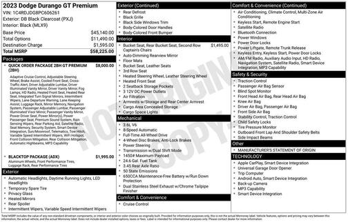 DB Black Crystal Clearcoat 2023 Dodge Durango GT