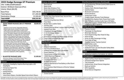 DB Black Crystal Clearcoat 2023 Dodge Durango GT