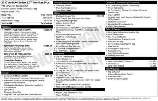 2017 Audi A4 2.0T Premium Plus