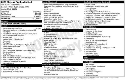 2025 Chrysler Pacifica Limited