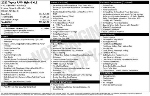 Silver Sky Metallic 2022 Toyota RAV4 Hybrid XLE