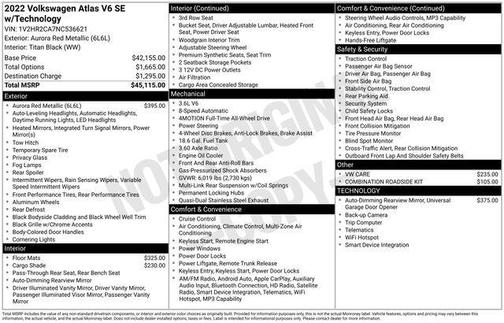 2022 Volkswagen Atlas 3.6L SE w/Technology