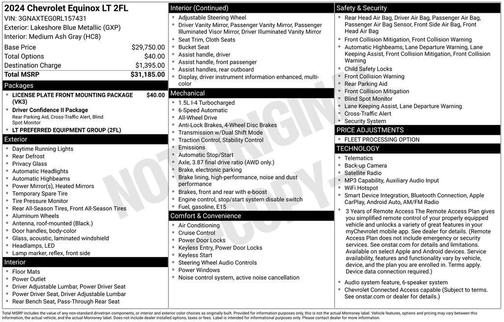 Lakeshore Blue Metallic 2024 Chevrolet Equinox LT