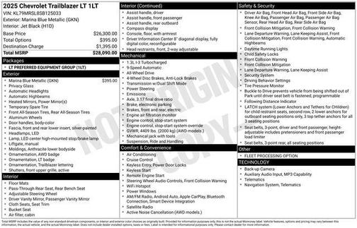 Marina Blue 2025 Chevrolet Trailblazer LT