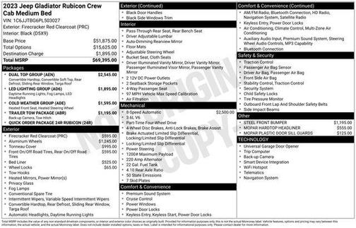 Firecracker Red Clearcoat 2023 Jeep Gladiator Rubicon