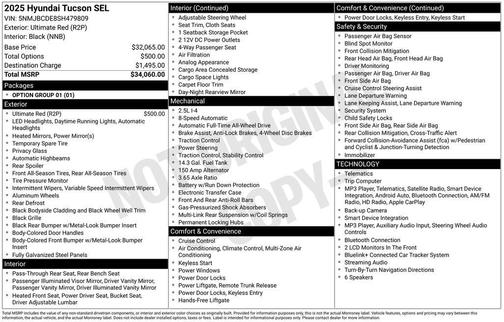 Red 2025 Hyundai TUCSON SEL