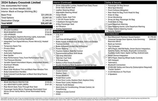 Ice Silver Metallic 2024 Subaru Crosstrek Limited
