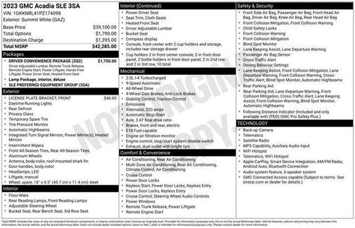 Summit White 2023 GMC Acadia SLE