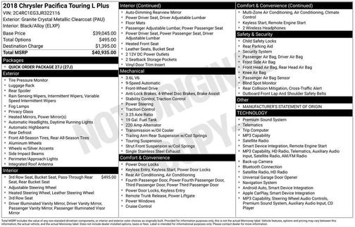 Crystal Metallic 2018 Chrysler Pacifica Touring-L Plus