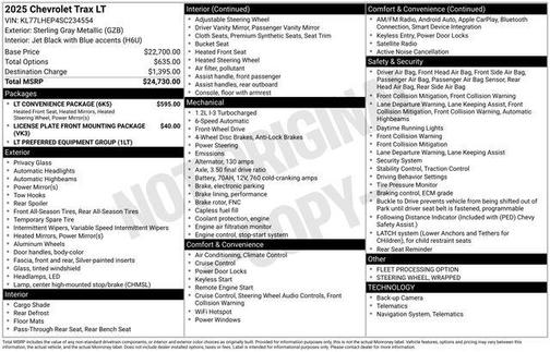 Sterling Gray Metallic 2025 Chevrolet Trax LT