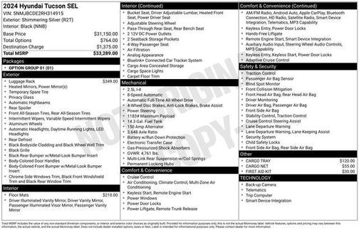 Shimmering Silver 2024 Hyundai TUCSON SEL