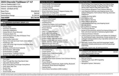 Summit White 2025 Chevrolet Trailblazer LT