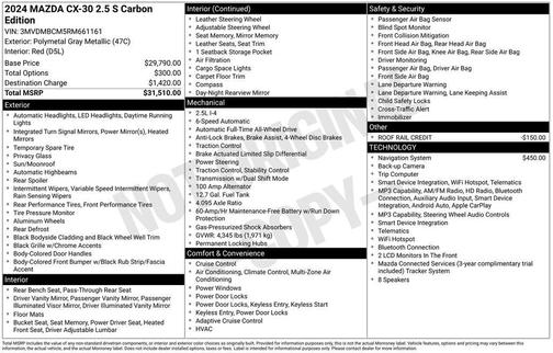 Polymetal Gray Metallic 2024 Mazda CX-30 2.5 S Carbon Edition