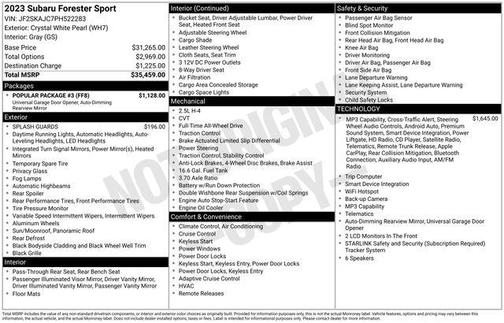 Crystal White Pearl 2023 Subaru Forester Sport