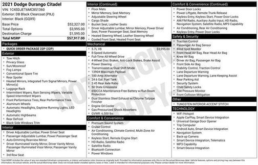 DB Black Crystal Clearcoat 2021 Dodge Durango Citadel