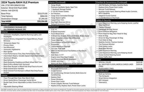 Pearl 2024 Toyota RAV4 XLE Premium